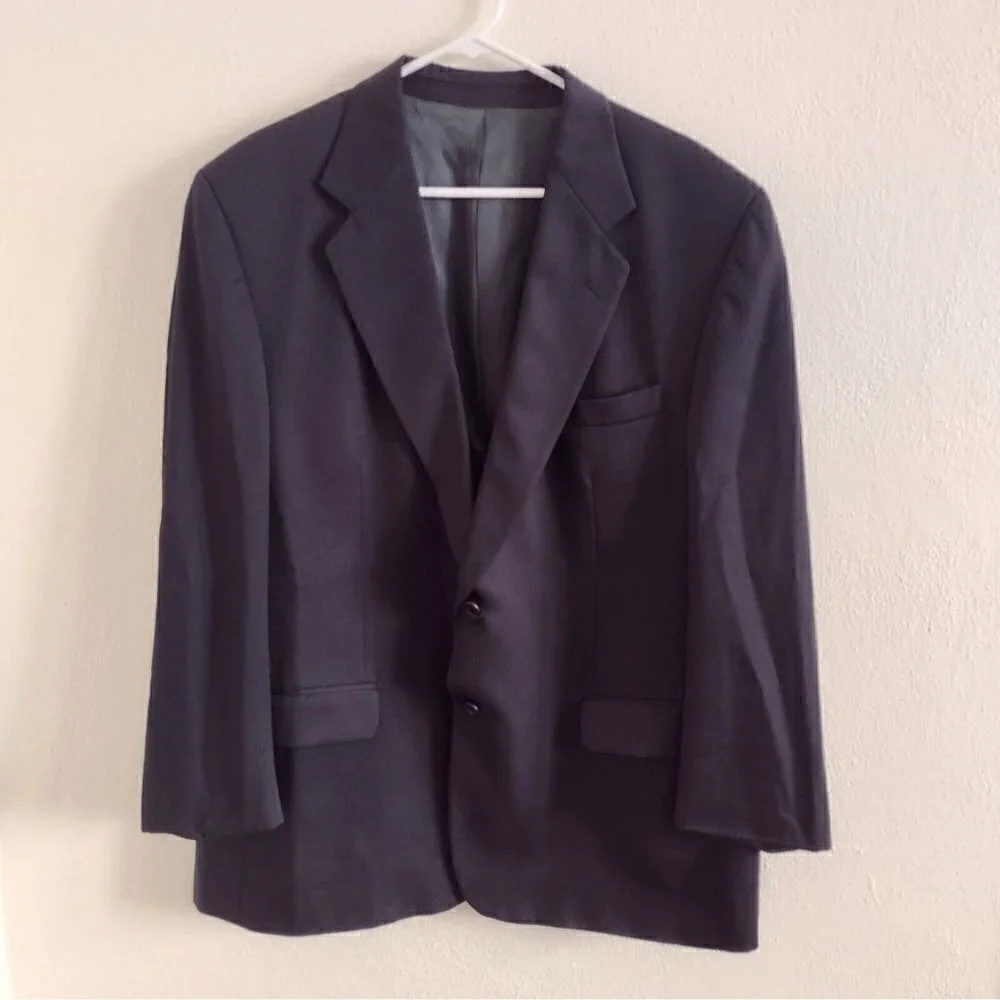 Moores Gabardine 100% Wool Classic Suit Jacket Lined Black Mens 46 Reg